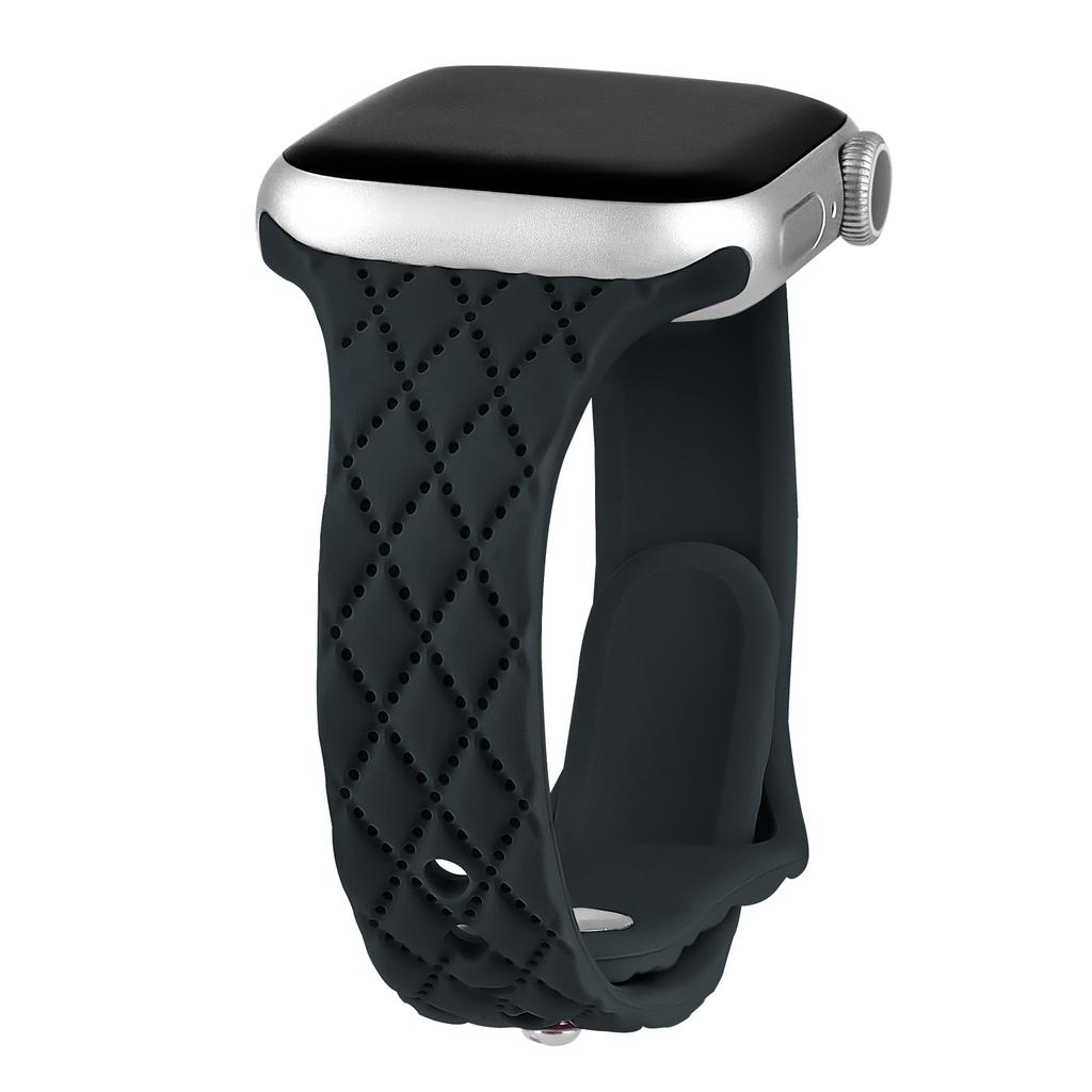 Slim Engraved Silicone Strap for Apple Watch Band 40mm 41mm 45mm 44mm 38mm 49mm Bracelet Iwatch Series 9 8 7 6 5 4 3 SE Ultra 2