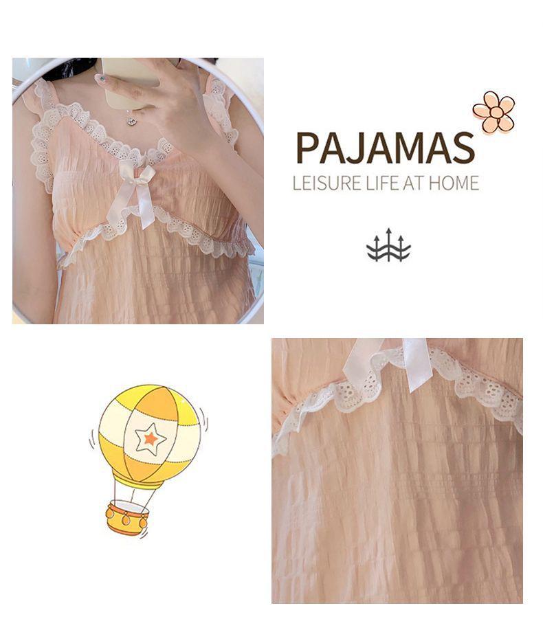 Cămașă de noapte dulce de prințesă, Pijamale de vară din bumbac moale ca un nor pentru femei cu cupe pentru bust