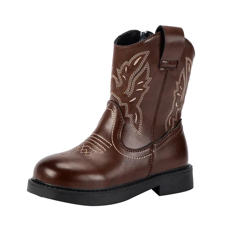 

Botas Girls Boots Waterproof Cowboy Boots Childrens Short Anti Slippery Boot Thick Boot Kids Boot Zapatos 27 коричневый