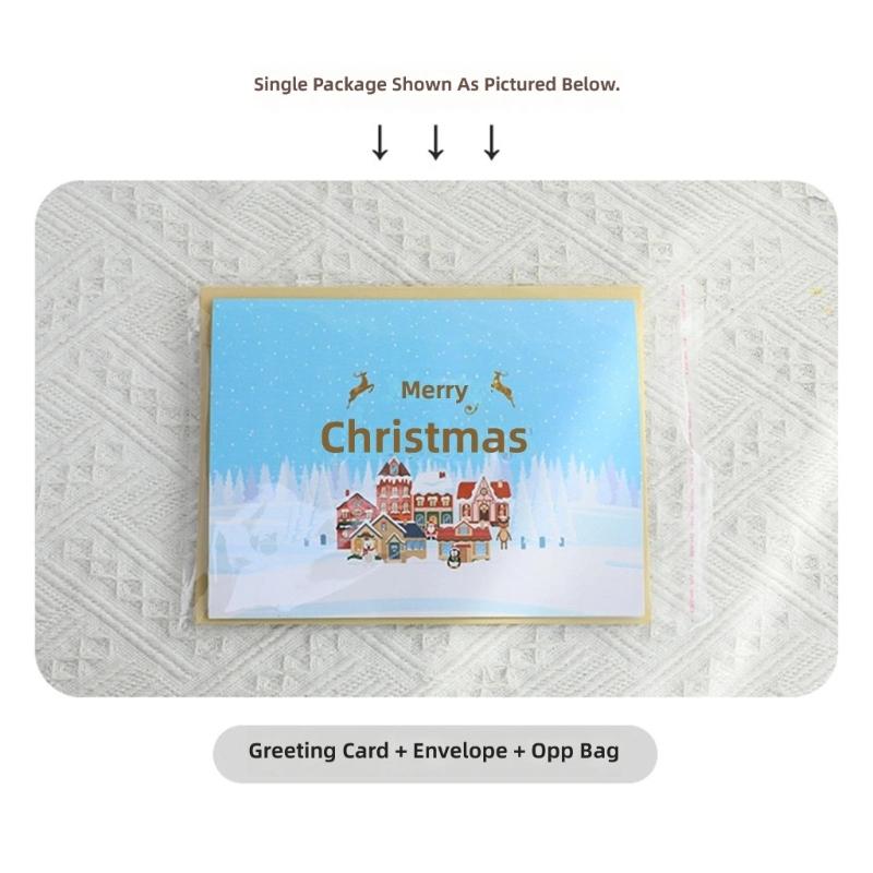 Holiday Greeting Card Set with Music, 3D Christmas Village Scene Card for Family Mail, Indoor Display, and Seasonal Home Use