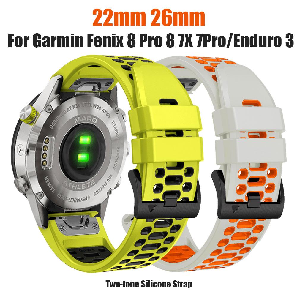 26/22mm silikonový řemínek na hodinky pro Garmin Fenix 8 Pro 8 7X 7Pro/Instinct 2X/Tactix 8 7/Enduro 3 2/Forerunner 970 965 Řemínky na hodinky