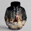 Santa Claus Reindeer 3D Printed Hoodie Men's And Women's Autumn And Winter Fashion Casual Pullover Christmas Holiday Party Top