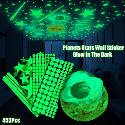 453Pcs Glow In The Dark Wall Sticker Ceiling Solar System Galaxy Stars Nursery Luminous Wall Stickers for Kids Bedroom Decor