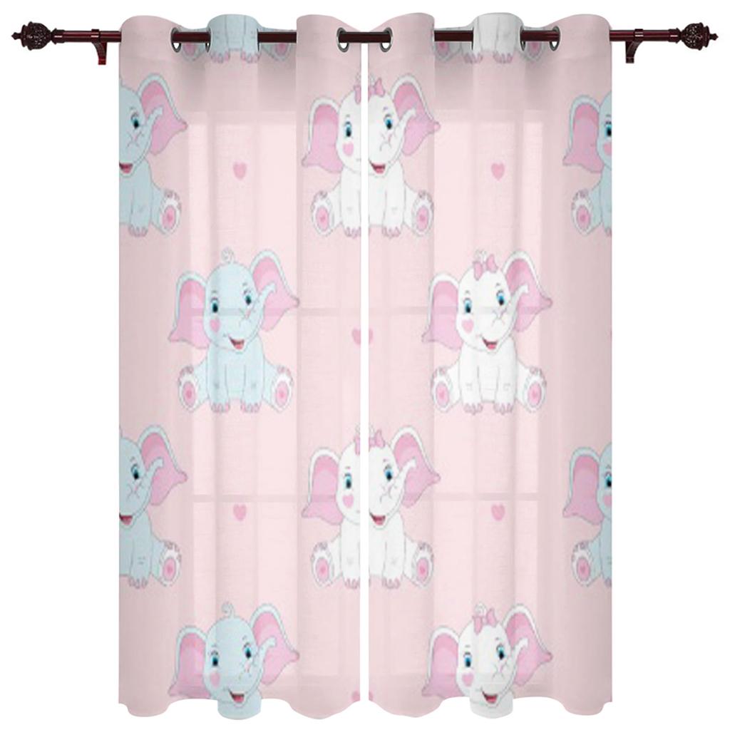 Baby Elephant Cute Butterfly Window Curtain for Living Room Bedroom Home Decor Kitchen for Window Drapes