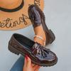 Large Size Spring and Autumn Platform Leather Shoes Tassel Loafers Single Shoes Women