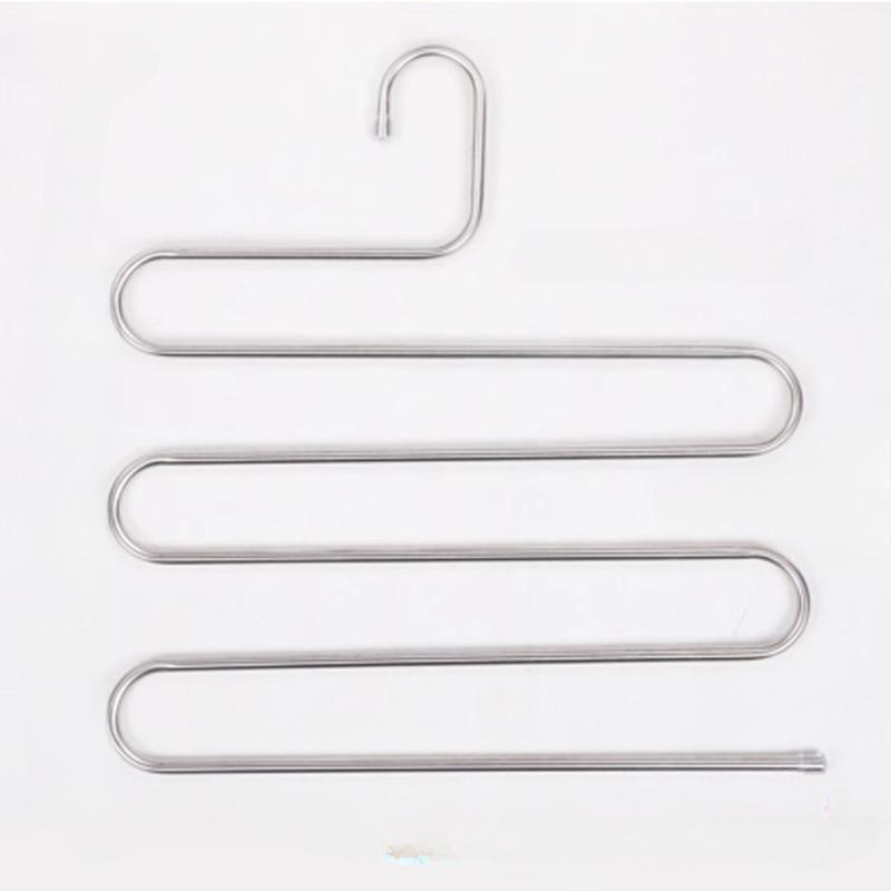 1Pc Stainless Steel Layers Pants Hanger Tie Clothes Rack Organizer Space Saver Closet Silver