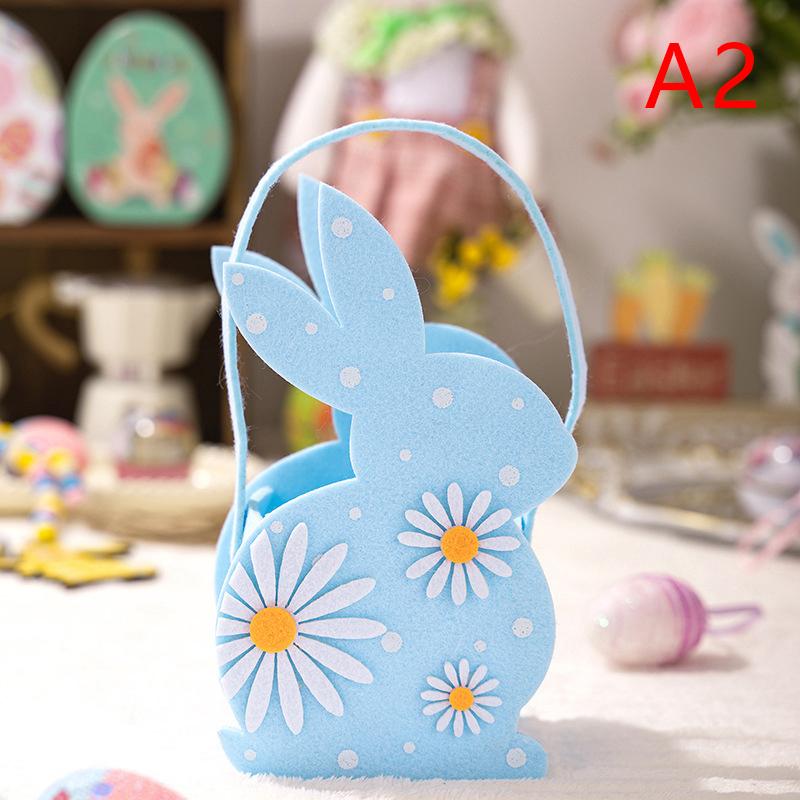 3D Bunny Soft Felt Candy Tote Bag Easter Gift Storage Basket Egg Hunt Party Bag for Gifting