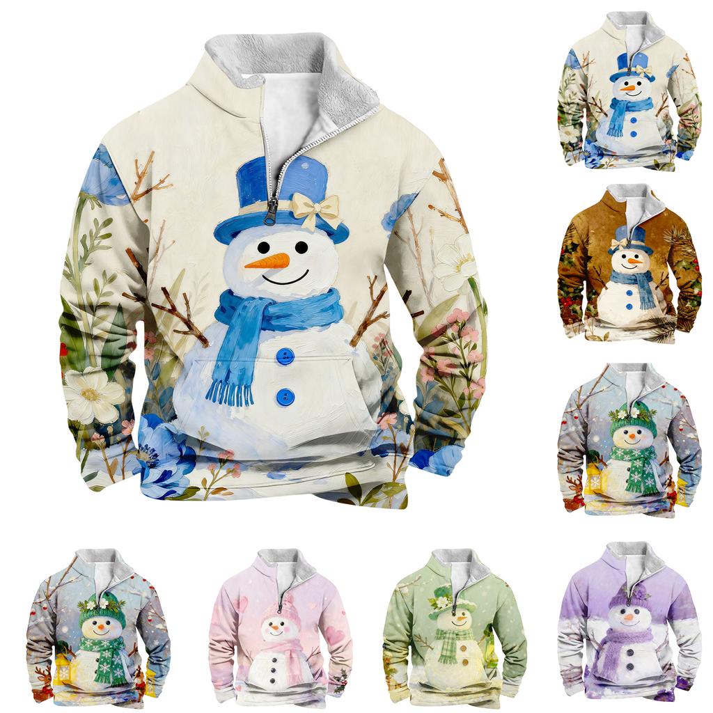 Pánská vánoční mikina se stojáčkem, horký prodej, venkovní ležérní top s límcem