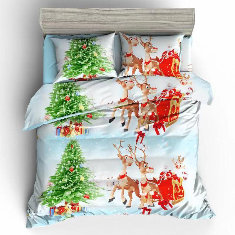 Christmas Series Three-Piece Bedding Digital Printing Christmas Letter Quilt Set