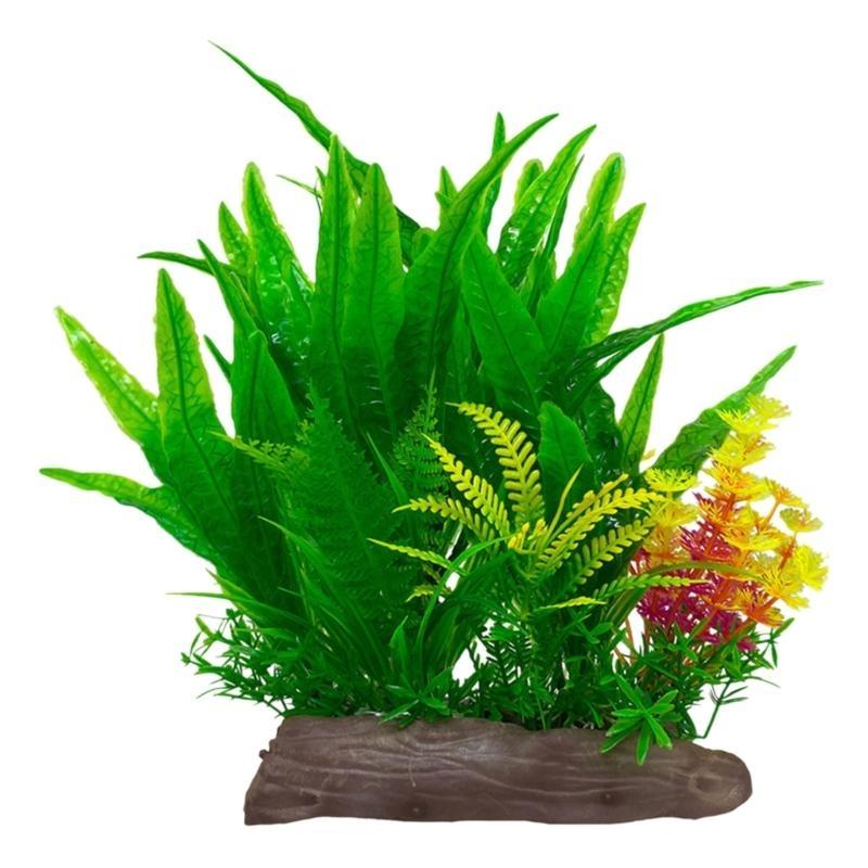 Fishtanks Landscaping Water Plant with Base Aquariums Safe Decorative Green Plant