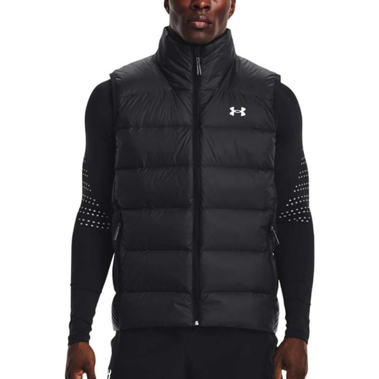 Under Armour Enfärgad Logotryck Dragkedja Dun Väst Utan Ärmar Herrvästar Svart 1372650-001