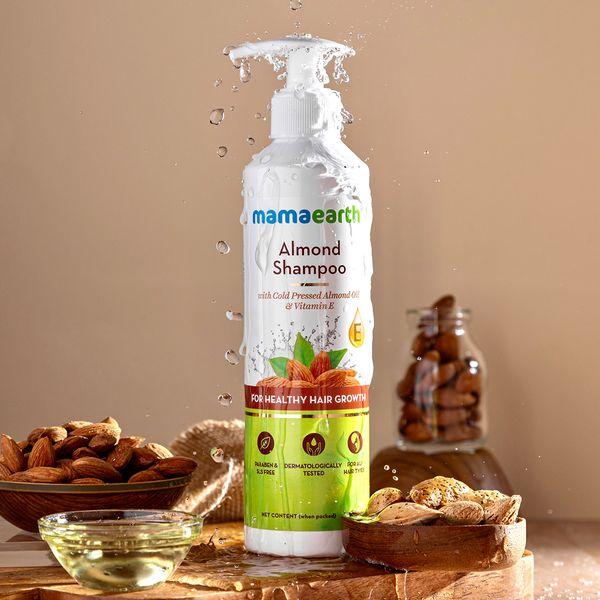 Mamaearth Almond Shampoo With Vitamin E For Hair Fall Control & Scalp Care | Nourishing Sulfate-Free Cleanser For All Hair Types | 250 ml