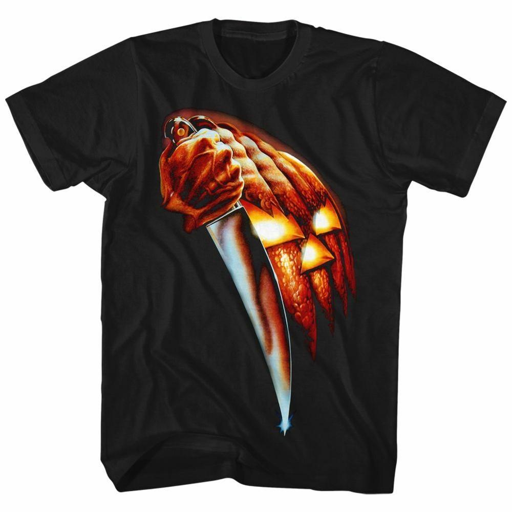 

Halloween Pumpkin Knife Black Adult T-Shirt 4XL