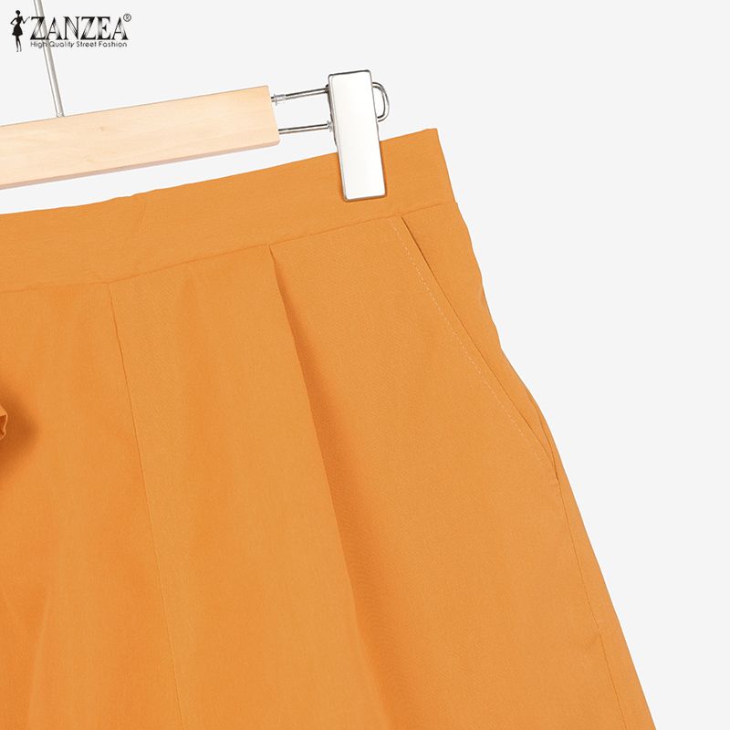 ZANZEA Damen Kurzarmbluse und Shorts Sommer Zweiteiliges Anzug-Set