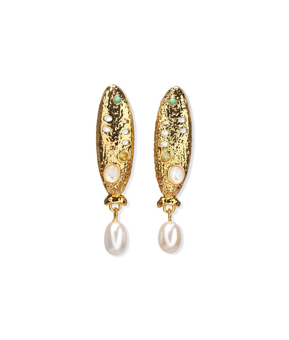 Baroque Pearl Fish Pendant Necklace & Earrings - Ocean Style Summer Jewelry