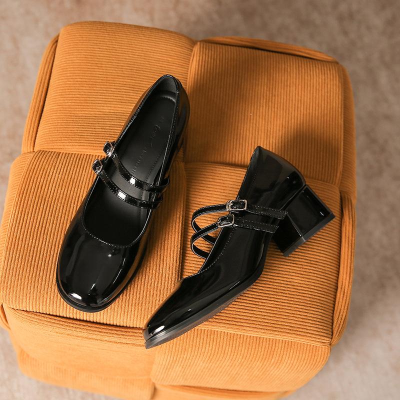Mary Jane Pumps for Women Round Toe Low Block Heel Pumps Women's Casual Comfortable Two Straps Chunky Heels Mary Janes Wedding Party Dressy Shoes