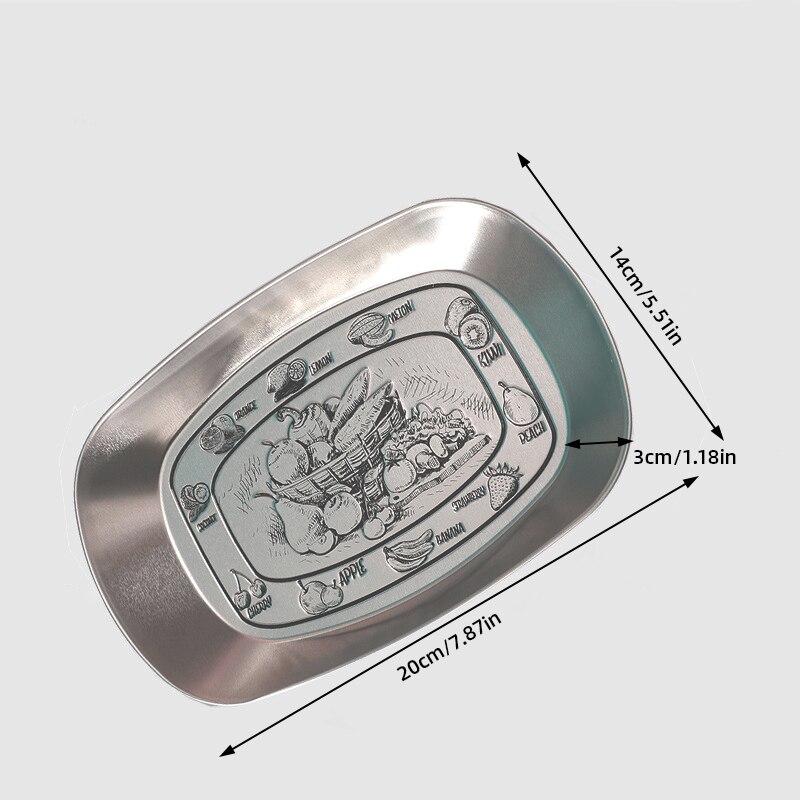 Random Pattern 1 Fruit Plate Snack Plate Tinplate European Retro Restaurant Dried Fruit Dinner Plate Metal Outdoor Picnic Tools