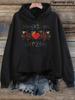 Women'S Konfetti Im Herzen Print Hoodie a Casual Long Sve Featuring a Kangaroo Pocket Designed with a Colorful Heart And Confetti
