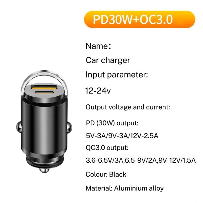 Autoladegerät Aluminiumlegierung PD30W Mini Pull Ring 100W Autoladegerät Zigarettenanzünder