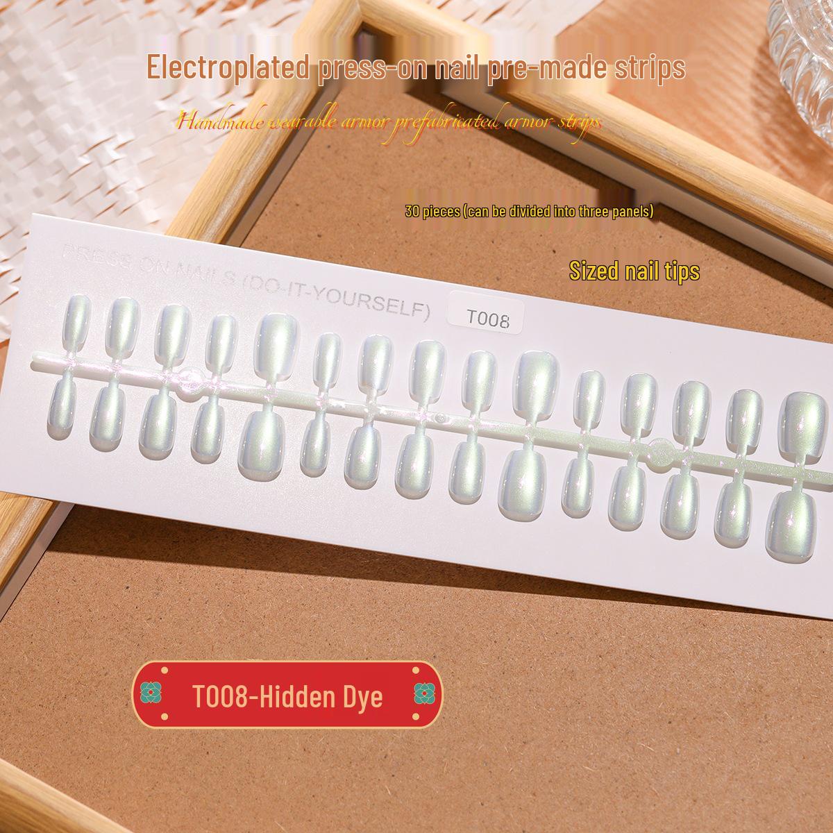 

T008#30 Piece Electroplated Aurora Dazzling Nails - Simple, Elegant Wearable Strips M size complete strip