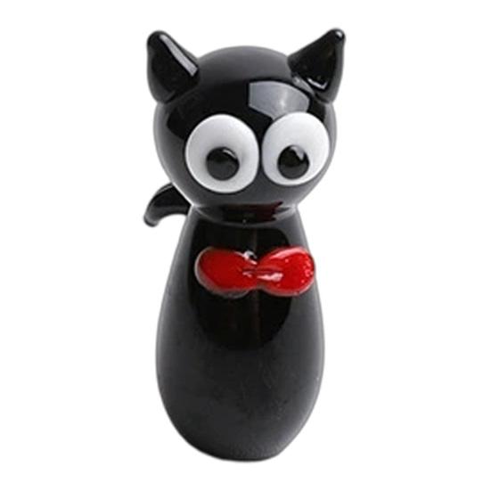 Glass Black Cat Miniature Tiny Colored Glass Cat Ornament Cute Mini Kitty Figurine for Desktop Bookshelf Fairy Garden Micro Landscape Decor
