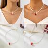 Pearls Necklace For Women Fruit Watermelon Crystal Pendant With Multilayer Chain