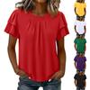 Damen Casual Kurzarm T-Shirt Rundhalsausschnitt Lagenlook Rüschenärmel Lockerer Schnitt Leichtes Oberteil für den Alltag