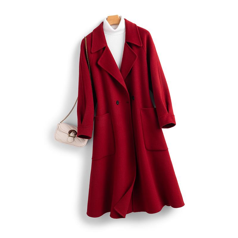 

Ankola Extra Long Slim Fit Red Wool Coat - Women s Hepburn Style S (45-52 kg)