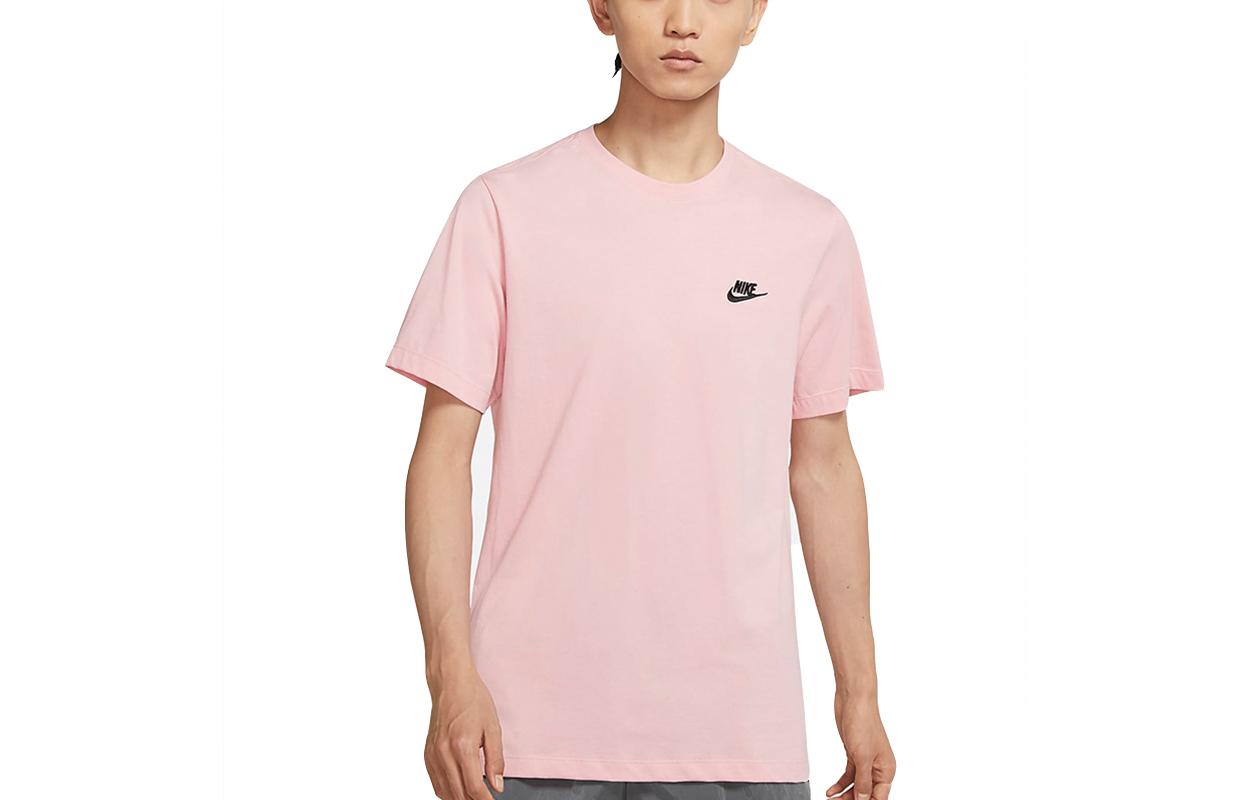 Nike T Shirts Men s Pink Crew Neck Moderate Straight Fit AR4999-630 S