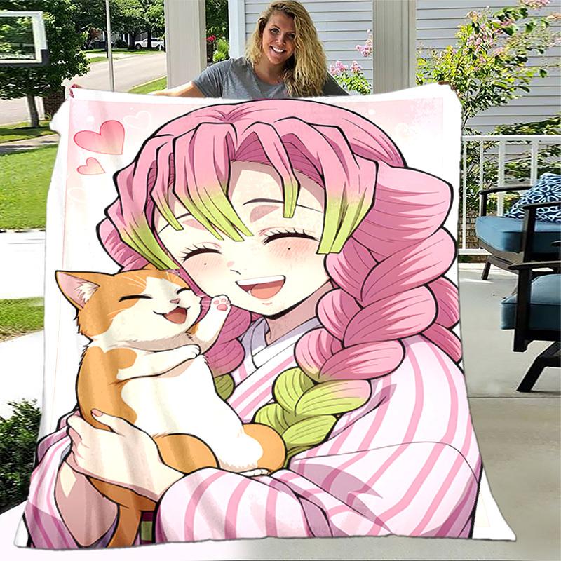 1 Stück Decke - Nezuko Demon Slayer Kanroji Mitsuri Druckdesign, Leichte Decke für Sofa, Bett - Weich & Warm, Geschenk für Alle Jahreszeiten
