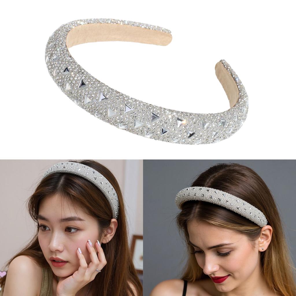 Shimmering Dark Rhinestones Headpiece Lightweight Headbands Adjustable Design For Celebrations Professional Use