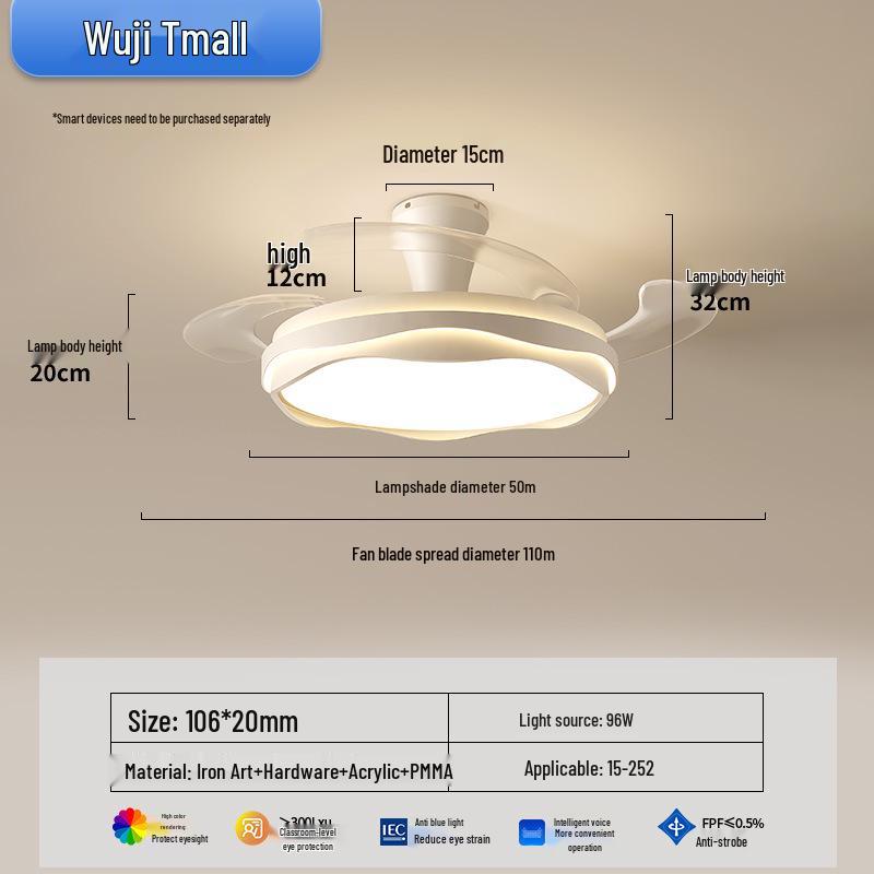 2025 Modern Silent Ceiling Fan with Integrated Light for Bedroom or Restaurant