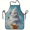 1pc Ice Cream Mountain Print Apron Stylish Home Kitchen Workwear, Durable Washable Reusable Cleaning Apron