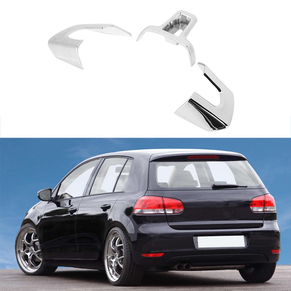 3pcs Car Chrome Steering Wheel Trim Sticker Cover Decoration Fit for GOLF 6 MK6