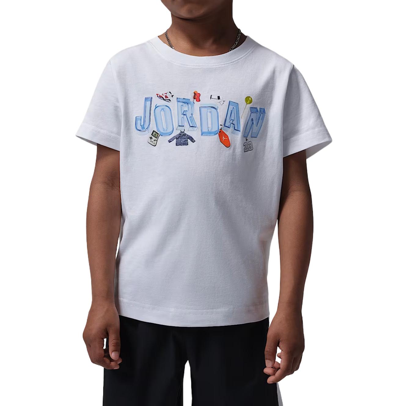 

Jordan Cotton Printed Round Neck Drop Shoulder T-Shirt Kids tops IW2135-100 7