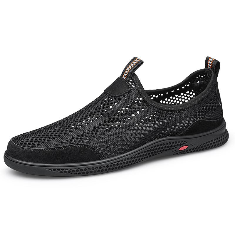 Fashion New Breathable Mesh Shoes Slip On Mens Sports Sandals Light Soft Soled Casual Shoes Leisure Walk Summer Flats Outdoor Loafers