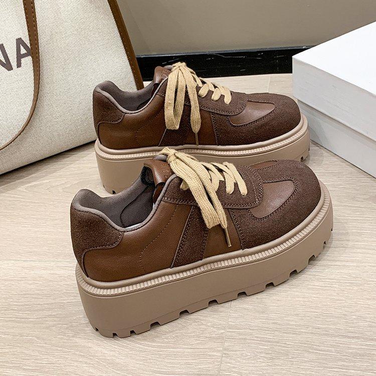 Mil Amor Celebridad de Internet explosión zapatos casuales de cuero mujeres 2025 otoño nuevo plataforma muffin zapatos deportivos versátiles zapatos de mujer