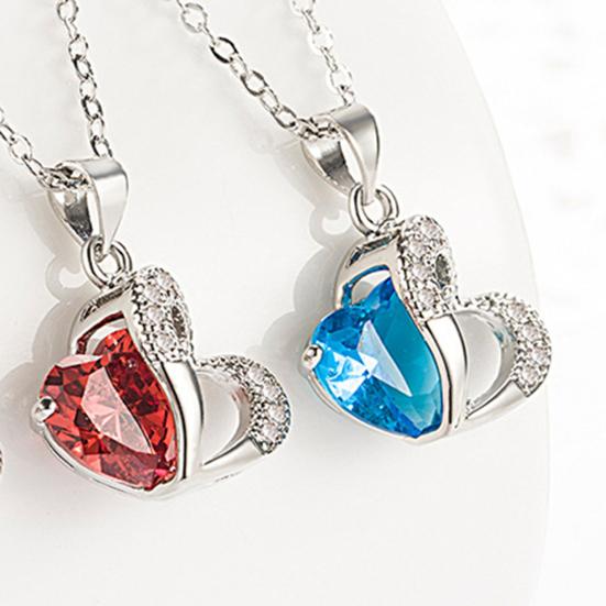 1 Set Hängeohrringe Geometrisch Strass Hochglanz Zirkonia Feine Verarbeitung Dekoration Glänzend Herzförmiger Anhänger Halskette Damen Accessoire