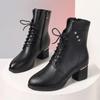Spitze Zehen Winter Mid-Calf Stiefel Damen High Heels 2024 Neu Heiß Verkauft Dicker Absatz Designer Chelsea Stiefel zum Gehen