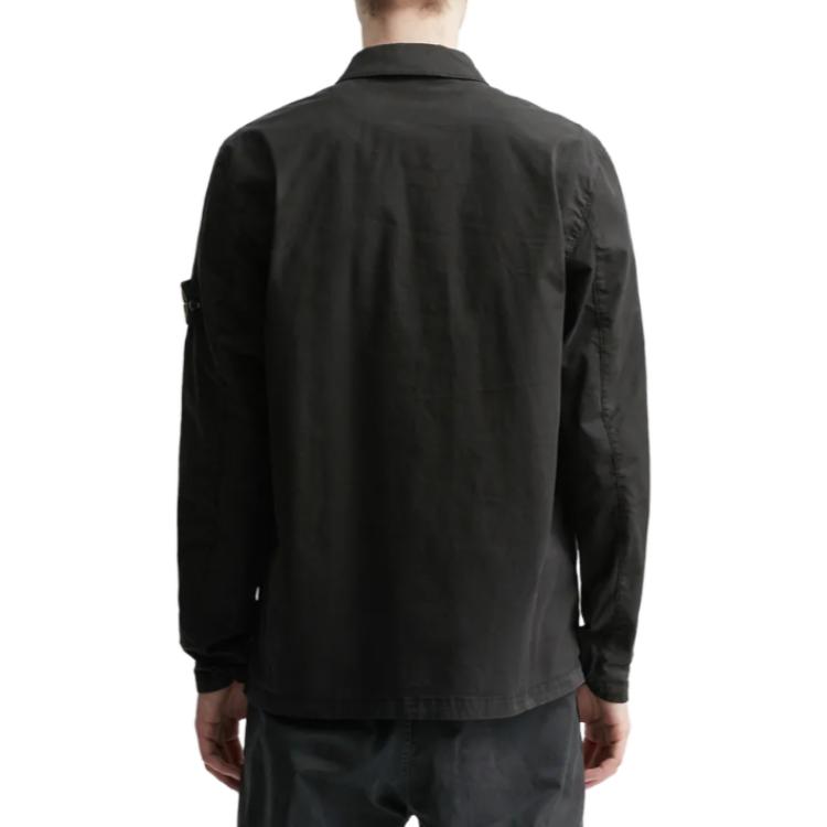 Stone Island Compass Logo Shirt Jacket Black Men Outerwear 781510210-V0029