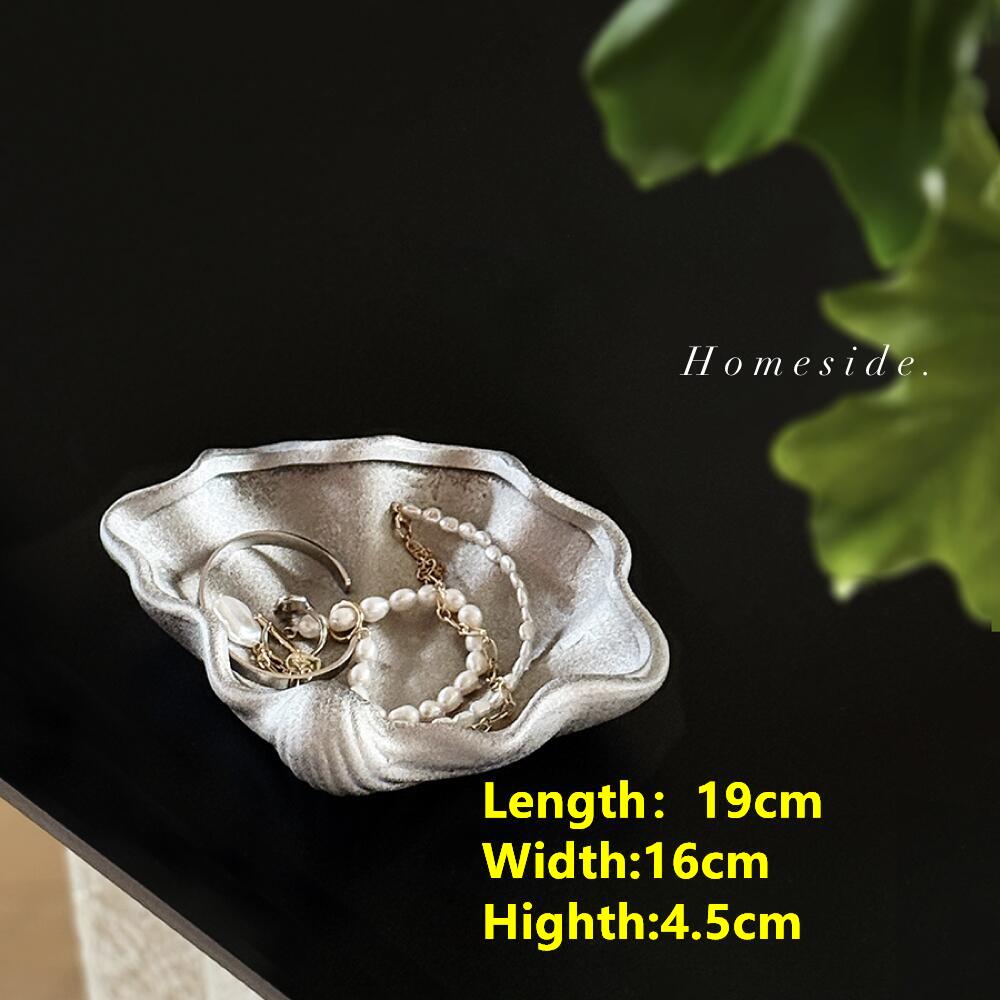 

Manual Frosted Shaft Silver Ceramic Shell Plate thread Incense Plate Dessert Dim Sum Plate Desktop Jewelry Storage Tray світло-сірого кольору
