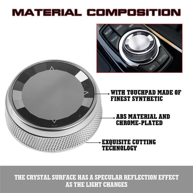 N61R-Console Multimedia Knob Switch Button Cover Trim For BMW 1 2 3 4 5 7 X1 X3 X4 X5 X6 7-Button Idrive (Crystal)