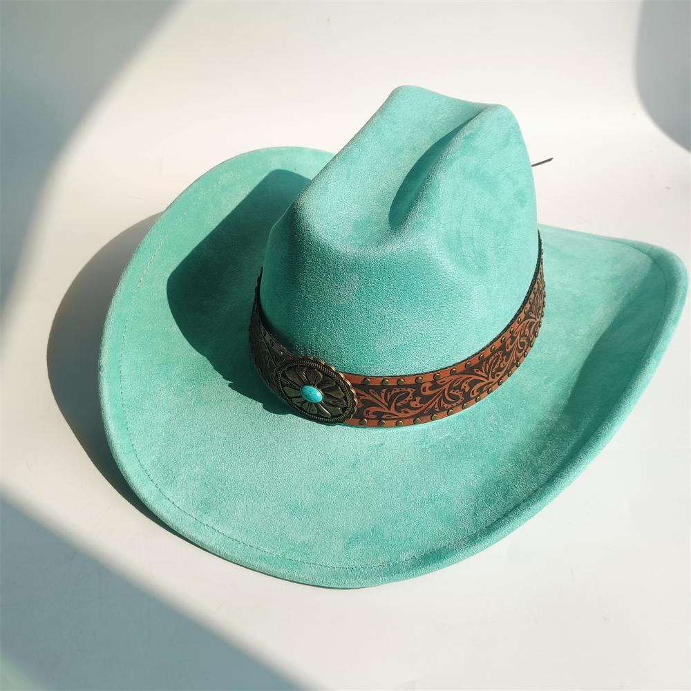 

Wide Brim Cowboy Hats for women retro engraved belt cowboy Hat men Cattleman Style Suede Rancher Hat for Men sombrero hombre 56-58