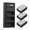 LP E10 Battery Charger 3 Slot Charger with LED Indicators Micro USB & Type C Port + 3pcs LP E10 Batteries 7.4V 2300mAh