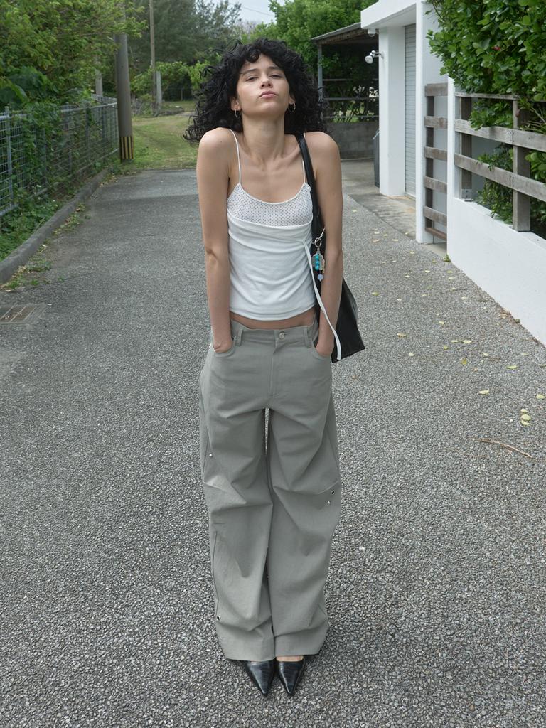KIJUN Polka Dot Layered Tank Top Off-White