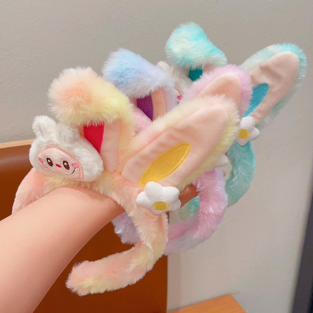 Dětské gumičky do vlasů, Kreslené plyšové gumičky do vlasů, Dívčí králičí uši, Čelenky na mytí obličeje