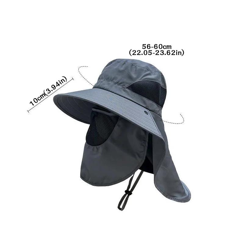 Sunshade Fishing Sun Cap with Sunscreen Face Mask for Outdoor Brim Visor Hat Protection and Climbing Hat Waterproof