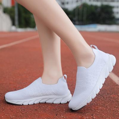 Summer New Casual Soft-soled Sock Shoes Flat-soled Fly-woven Breathable Sports Shoes Foreign Trade Large-size Women's Shoes