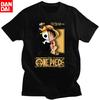 2026 One Piece 2026 Unisex Black T  Shirt Front Chibi Luffy Skull Comfortable summer loose Unisexs Tshirt