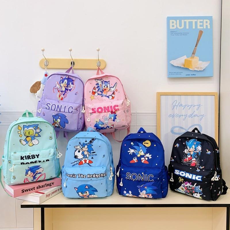 Sonic Cartoon Letter Kids Lightweight Nylon Backpack For Daycare And Travel